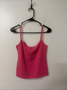 Timing Bright Pink Spaghetti-Strap Tank Top Y2K